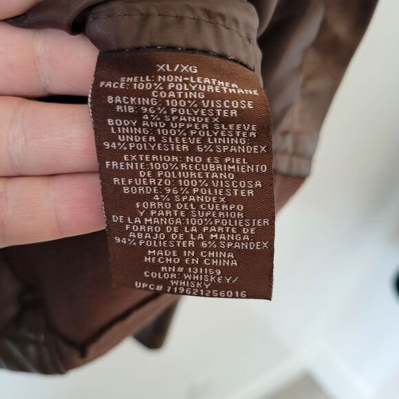 Sebby Collection Faux Leather Jacket Women's Brown Knit Panels Western Cowboy XL - Picture 6 of 7